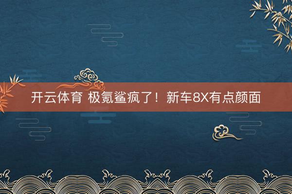 开云体育 极氪鲨疯了！新车8X有点颜面