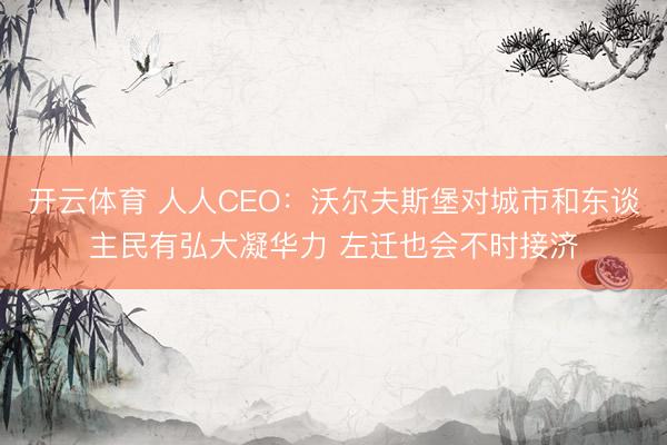 开云体育 人人CEO：沃尔夫斯堡对城市和东谈主民有弘大凝华力 左迁也会不时接济