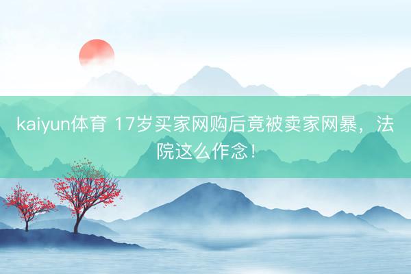 kaiyun体育 17岁买家网购后竟被卖家网暴，法院这么作念！