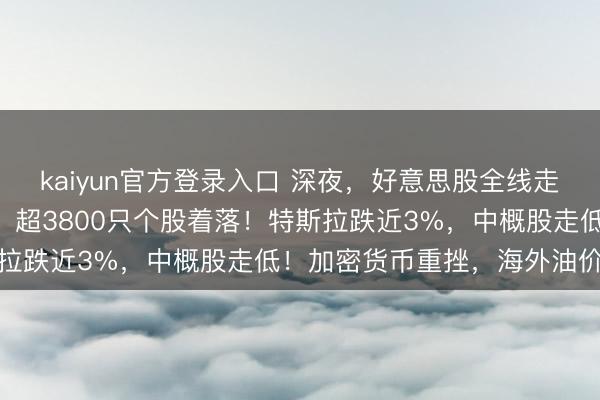 kaiyun官方登录入口 深夜,好意思股全线走低,说念指下挫500点,超3800只个股着落!特斯拉跌近3%,中概股走低!加密货币重挫,海外油价拉升