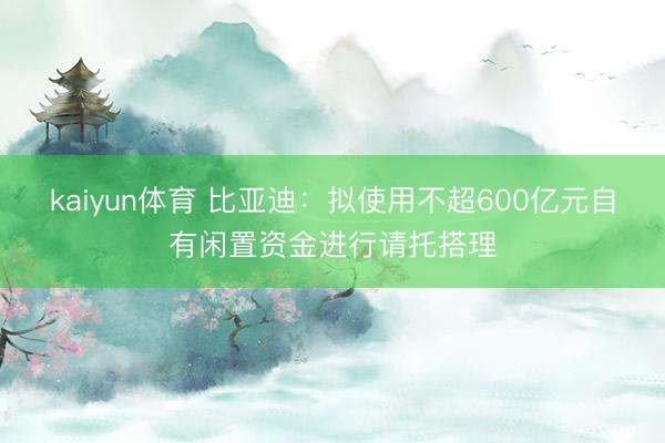 kaiyun体育 比亚迪：拟使用不超600亿元自有闲置资金进行请托搭理
