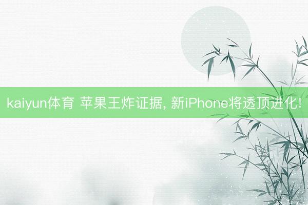 kaiyun体育 苹果王炸证据, 新iPhone将透顶进化!