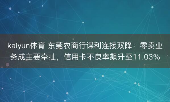kaiyun体育 东莞农商行谋利连接双降：零卖业务成主要牵扯，信用卡不良率飙升至11.03%