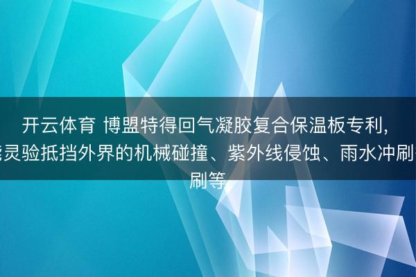 开云体育 博盟特得回气凝胶复合保温板专利， 能灵验抵挡外界的机械碰撞、紫外线侵蚀、雨水冲刷等