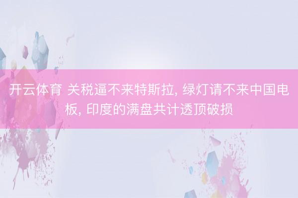 开云体育 关税逼不来特斯拉, 绿灯请不来中国电板, 印度的满盘共计透顶破损