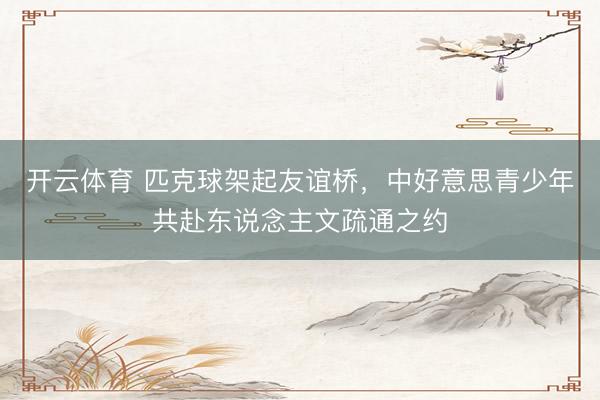 开云体育 匹克球架起友谊桥，中好意思青少年共赴东说念主文疏通之约