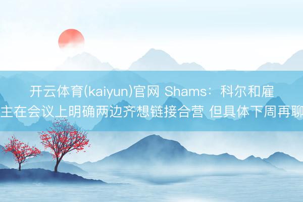 开云体育(kaiyun)官网 Shams：科尔和雇主在会议上明确两边齐想链接合营 但具体下周再聊