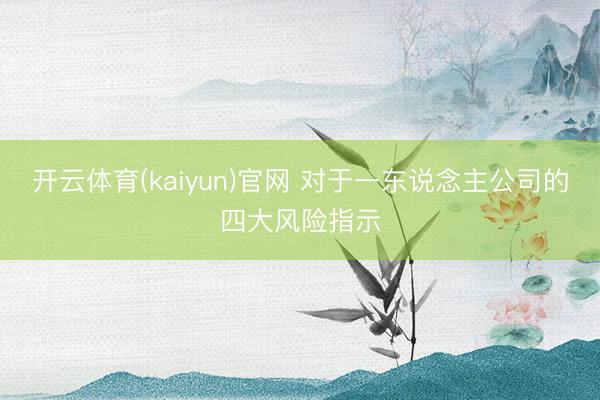 开云体育(kaiyun)官网 对于一东说念主公司的四大风险指示