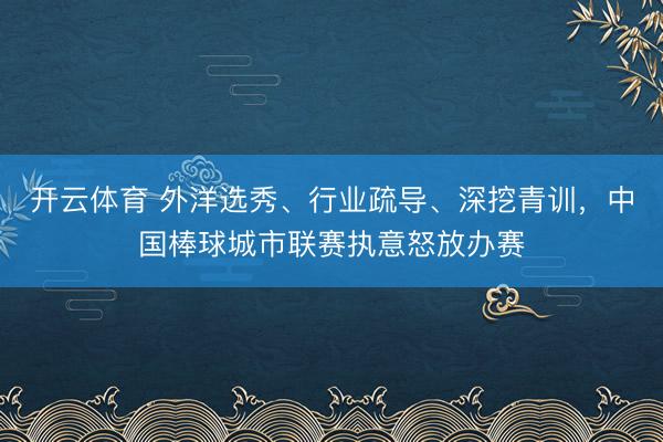 开云体育 外洋选秀、行业疏导、深挖青训，中国棒球城市联赛执意怒放办赛