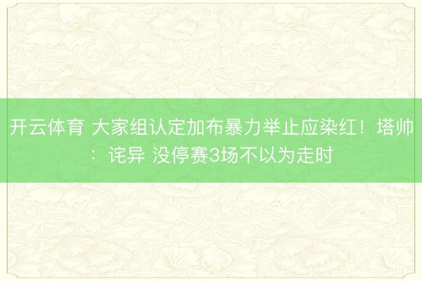 开云体育 大家组认定加布暴力举止应染红！塔帅：诧异 没停赛3场不以为走时