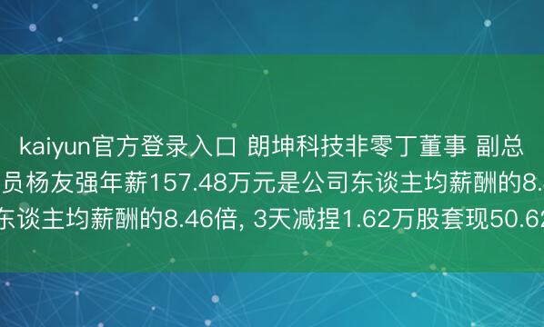 kaiyun官方登录入口 朗坤科技非零丁董事 副总司理 中枢本领东谈主员杨友强年薪157.48万元是公司东谈主均薪酬的8.46倍， 3天减捏1.62万股套现50.62万元