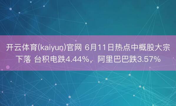 开云体育(kaiyun)官网 6月11日热点中概股大宗下落 台积电跌4.44%,阿里巴巴跌3.57%