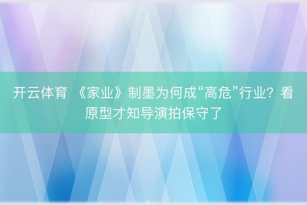 开云体育 《家业》制墨为何成“高危”行业?看原型才知导演拍保守了